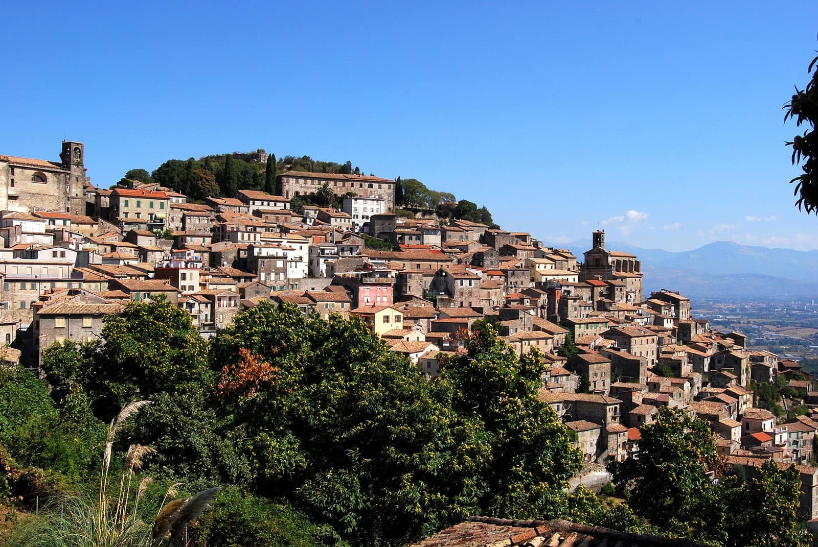 Panorama di Patrica con le case arroccate sul colle