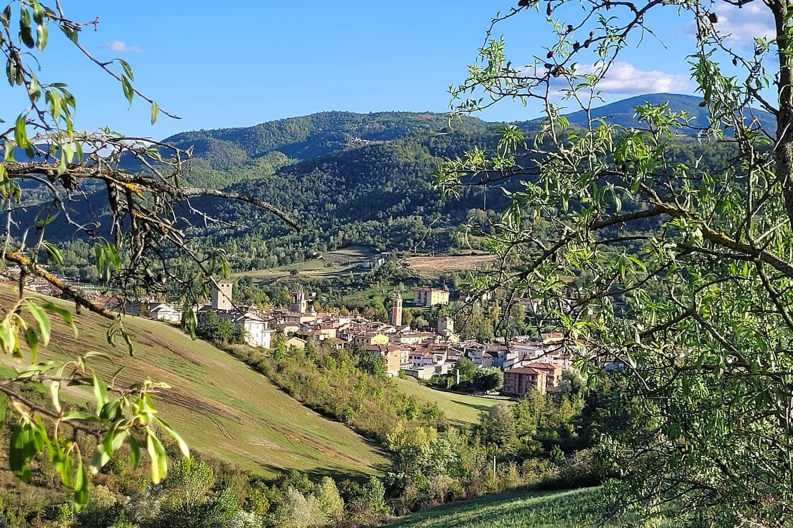 Varzi nella valle tra le colline verdi